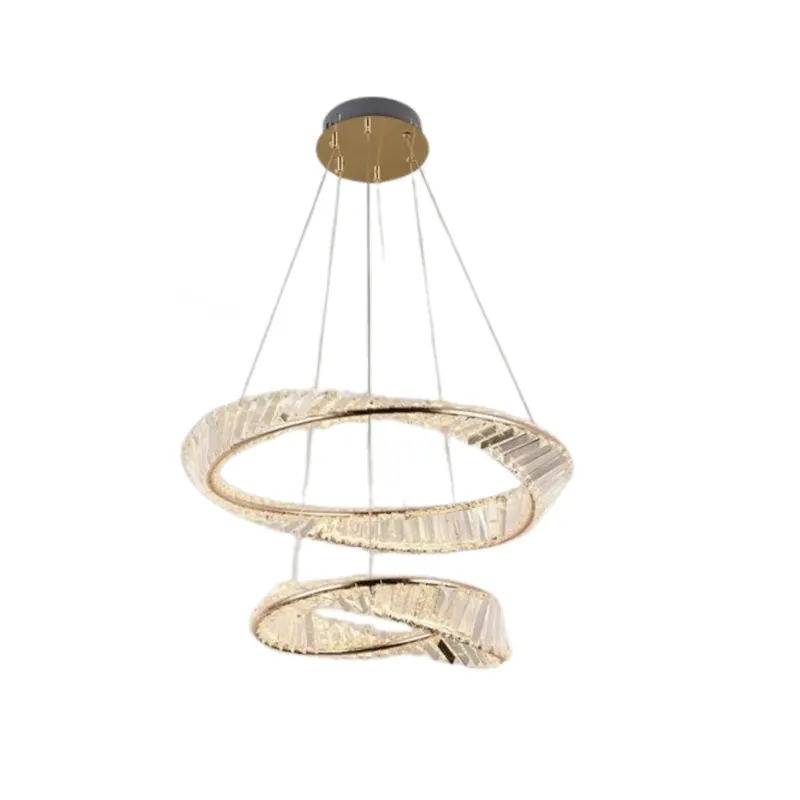 Pendente Led Cristal Lezie 40+60Cm 71W 3000K Ouro Brilho Nordecor
