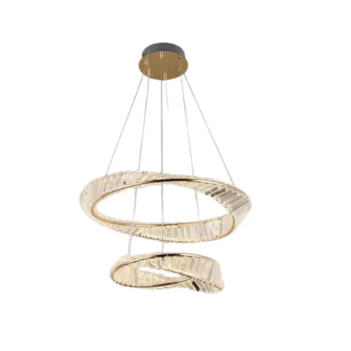 Pendente Led Cristal Lezie 40+60Cm 71W 3000K Ouro Brilho Nordecor