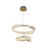 Pendente Led Cristal Lezie 40+60Cm 71W 3000K Ouro Brilho Nordecor
