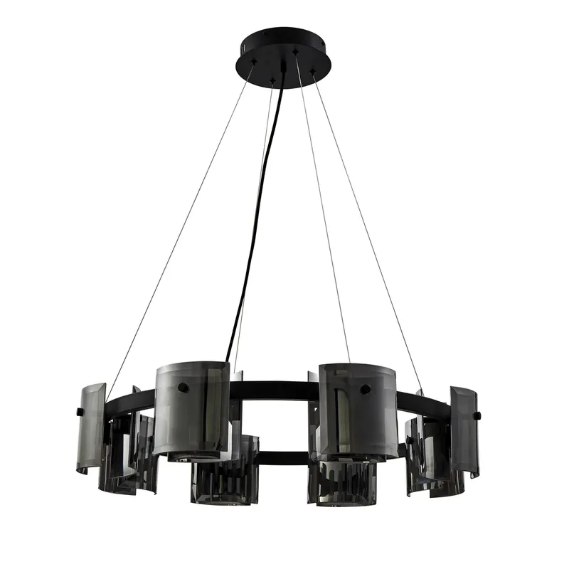 Pendente Bouze Cin 80CM 8XG9 Preto e Fume Nordecor