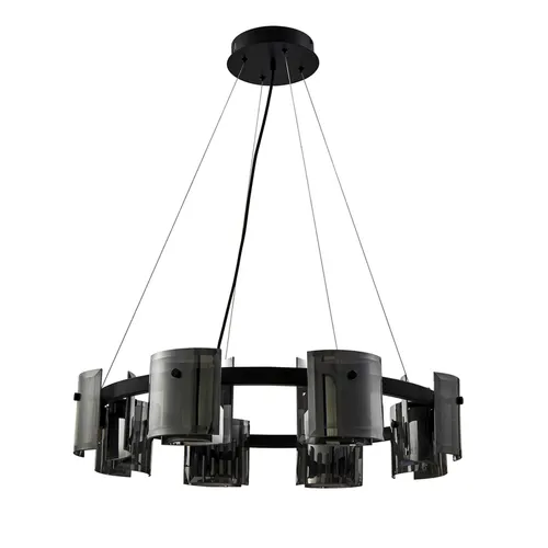 Pendente Bouze Cin 80CM 8XG9 Preto e Fume Nordecor