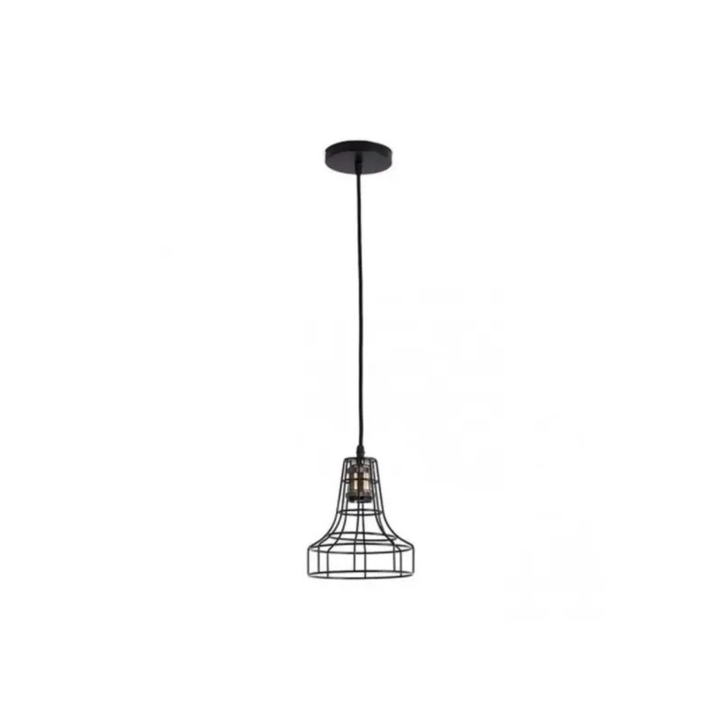 Pendente Gradeado Metal 2094 E27 Preto Nordecor