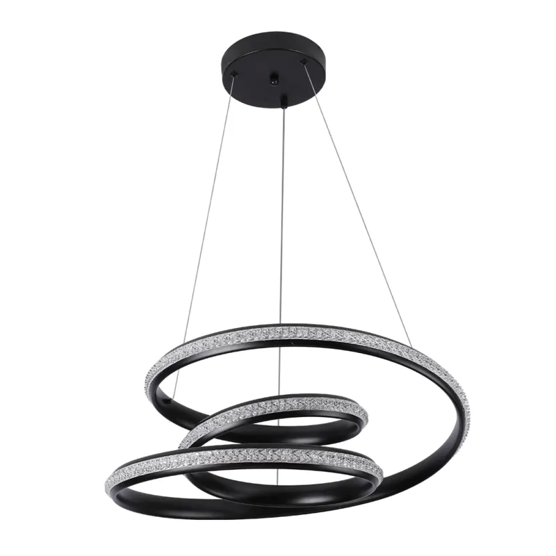 Pendente LED Lire Cristal 55W 3000K Preto Nordecor
