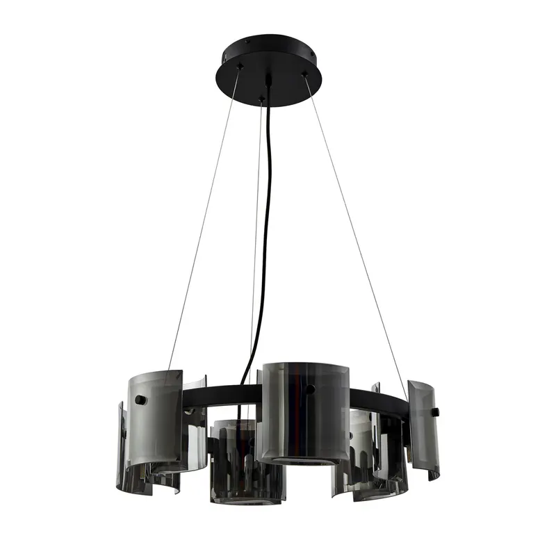 Pendente Bouze Cin 60CM 6xG9 Preto e Fume Nordecor