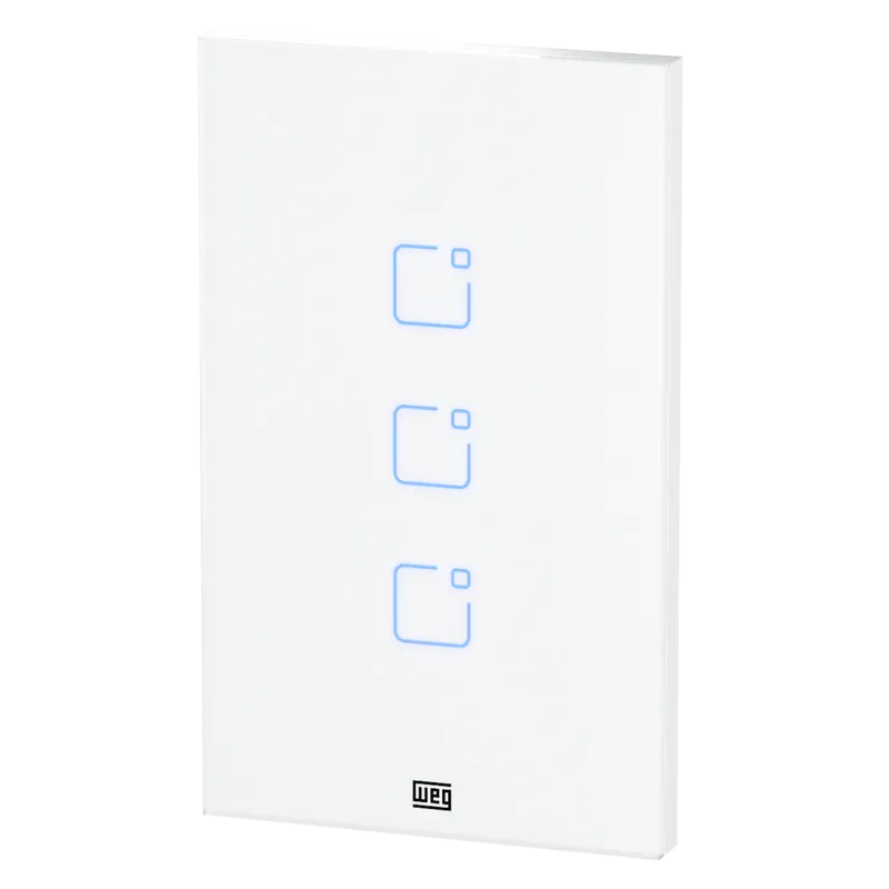 Interruptor Inteligente Smart Home 3 Teclas Touch Wi-Fi + Rf 4X2 Branco Weg Home