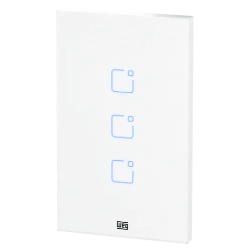 Interruptor Inteligente Smart Home 3 Teclas Touch Wi-Fi + Rf 4X2 Branco Weg Home