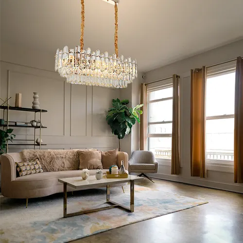 Pendente Cristal Koine On 26X 80Cm 12*E14 Ouro Brilho Nordecor