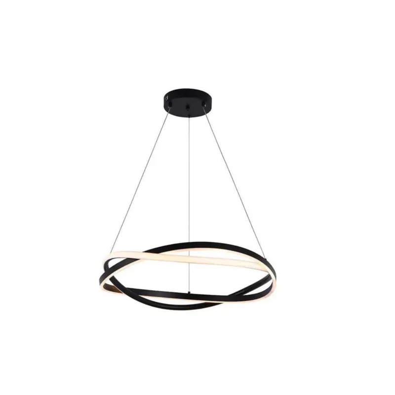 Pendente Led Euni Odi 60Cm 58W 3000K Preto Nordecor