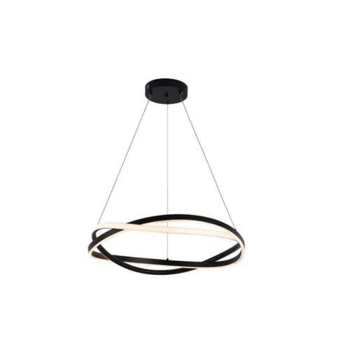 Pendente Led Euni Odi 60Cm 58W 3000K Preto Nordecor