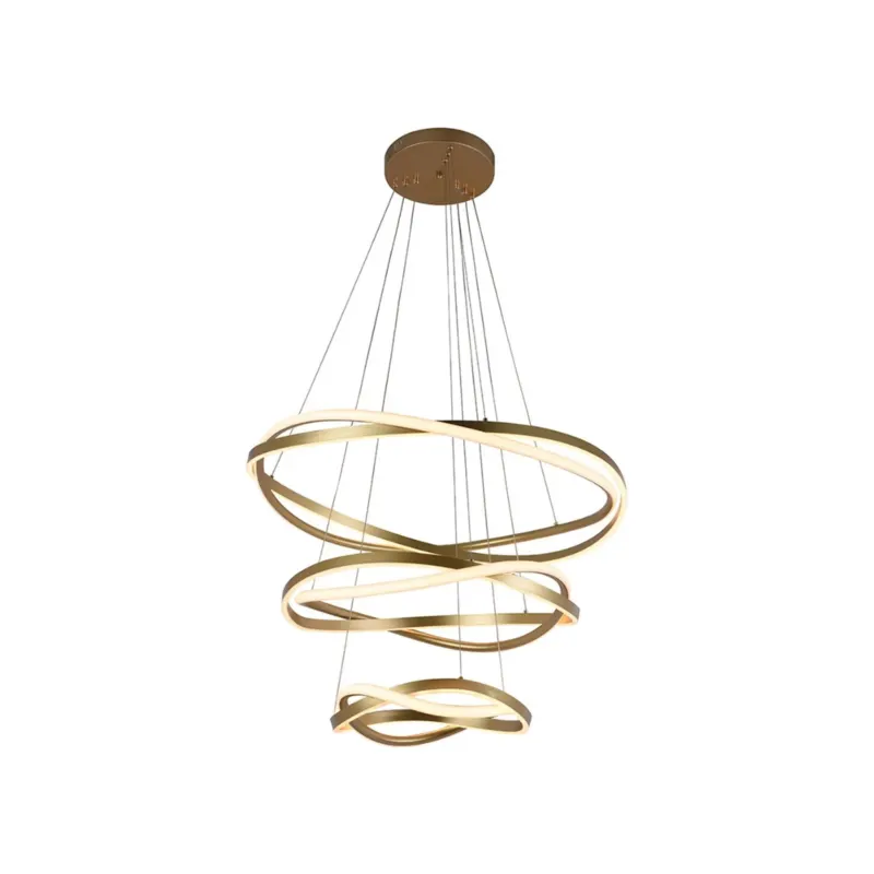 Pendente Led Euni Odi 40/60/80Cm 173W 3000K 2880 Dourado Fosco Nordecor