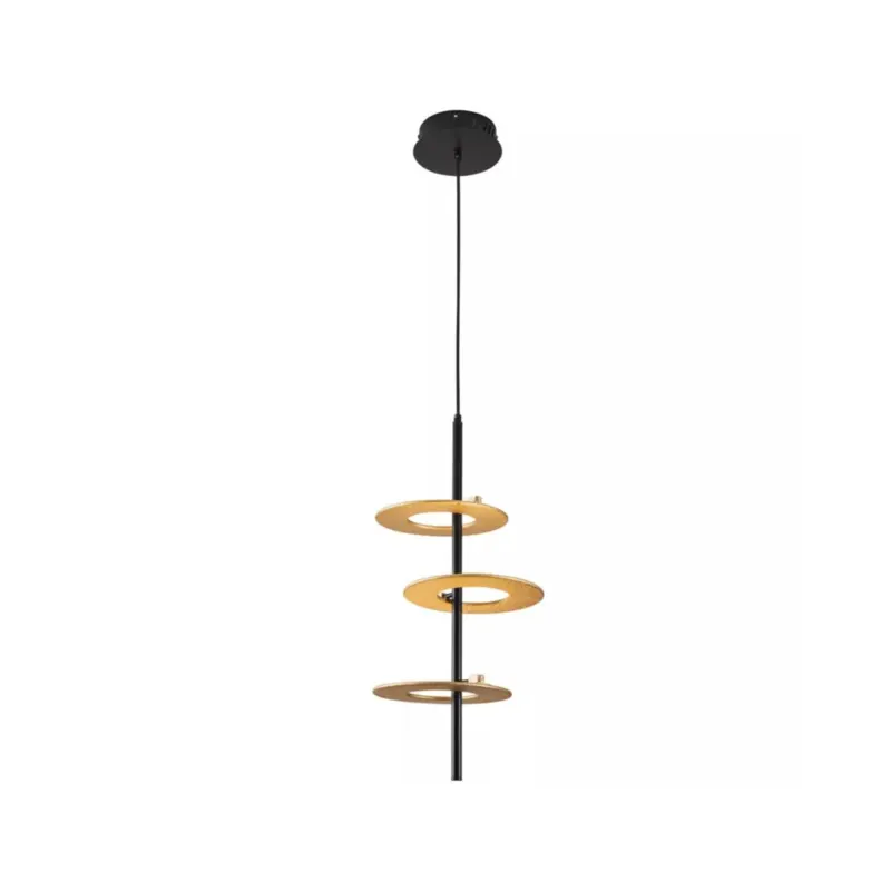 Pendente Led Kote 3 Mod 30W 3000K Preto e Dourado Texturizado Nordecor
