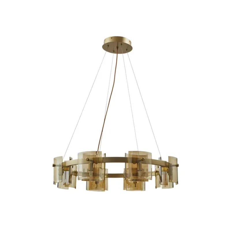 Pendente Bouze Cin 80CM 8XG9 Dourado e Amabar Nordecor