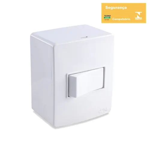 Conjunto 1 Interruptor Simples 10A 250V Sobrepor Branca Force line*