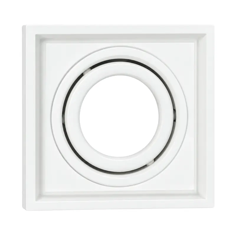 Spot Hub Micro Borda Recuado Quadrado 11,2 X 11,2cm  - Nicho 10,5cm Par20 Branco Aluminio Luminatti