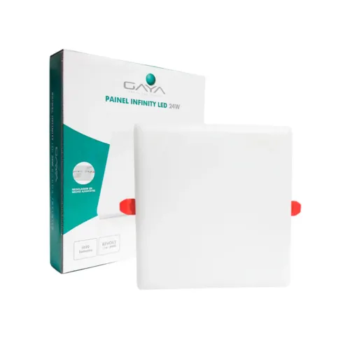 Painel Luminaria de Embutir LED Infinity Quadrado 3000K 24W Bivolt 17x17x1,5cm Branco Gaya