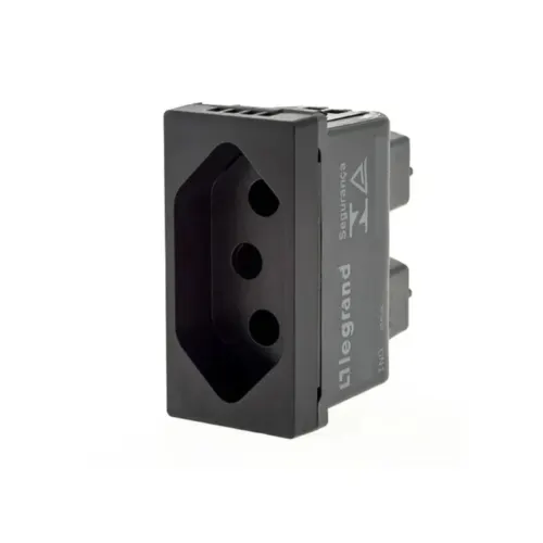 Modulo Tomada 2P+T 10A 250V B. Automatico Preto Pial Plus + Legrand