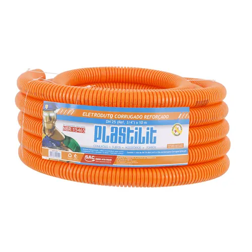 Eletroduto Corrugado Reforcado DN 25 Laranjal 3/4" 10mts Plastilit
