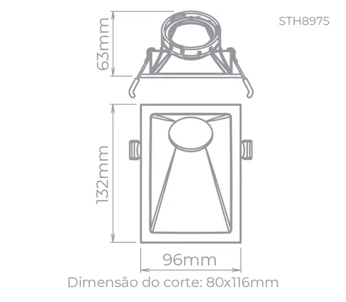 Embutido Angular 40° Square Angle MR16 Branco STH8975BR Stella
