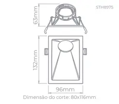 Embutido Angular 40° Square Angle MR16 Branco STH8975BR Stella