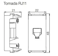 Modulo Tomada RJ11 4F Preto