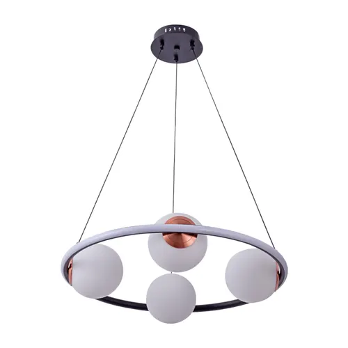 Pendente Led Hoop Uno 4xE27 37W 3000K 15CM Preto e Cobre Nordecor