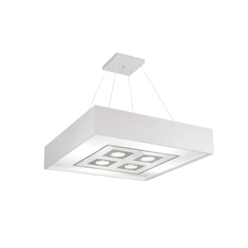Pendente Focus 4 Box 450X450X120Mm 4xE27 / 4 Mr16 Bt Bt 1Branco Usina