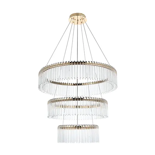 Pendente Led Cristal Gouli 40/60/80Cm 98W 2700K 2892 Ouro Brilho Nordecor