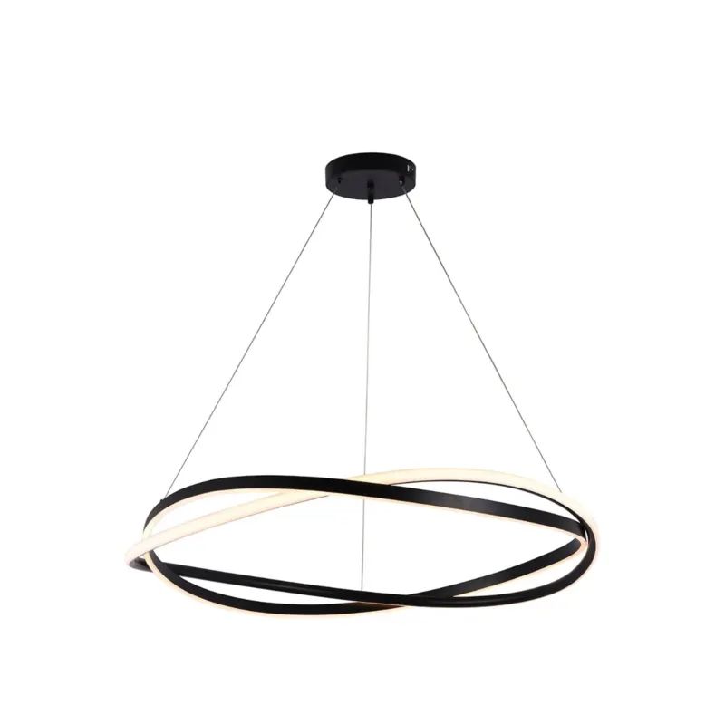 Pendente Led Euni Odi 80Cm 77W 3000K Preto Nordecor
