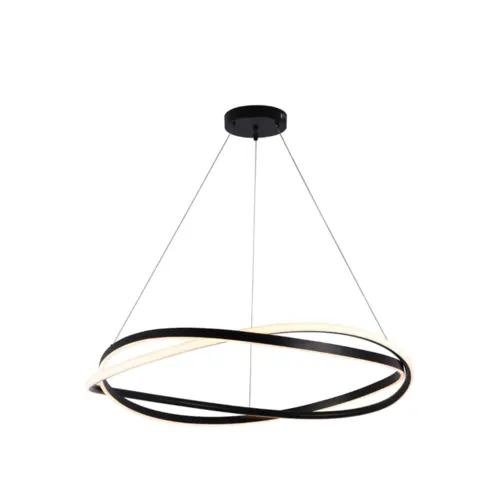Pendente Led Euni Odi 80Cm 77W 3000K Preto Nordecor
