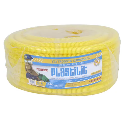 Eletroduto Corrugado Leve DN 25 Amarelo 3/4" 50mts Plastilit