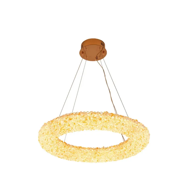 Pendente Led Jou Cir 60Cm 40W 3000K Dourado Brilho Nordecor