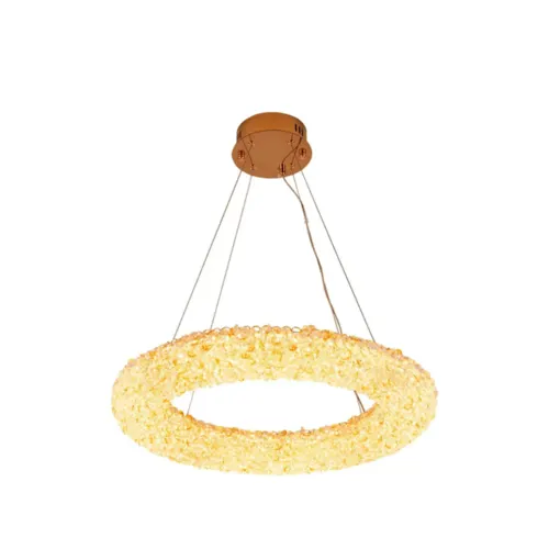 Pendente Led Jou Cir 60Cm 40W 3000K Dourado Brilho Nordecor