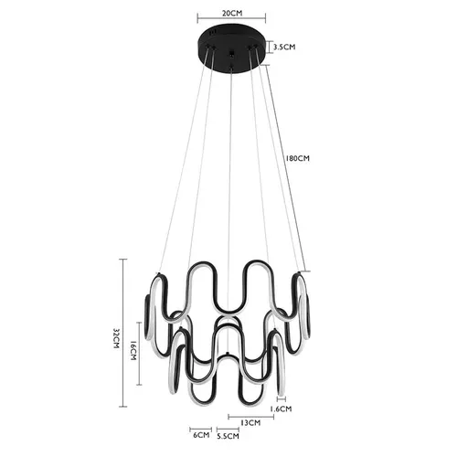 Pendente Led Keli 82W 3000K Preto Nordecor
