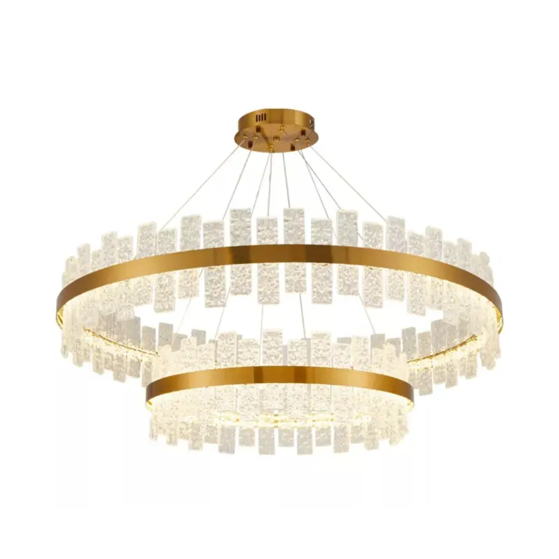 Pendente Led Lowy 60+100Cm 80W 3000K Dourado Brilho Nordecor