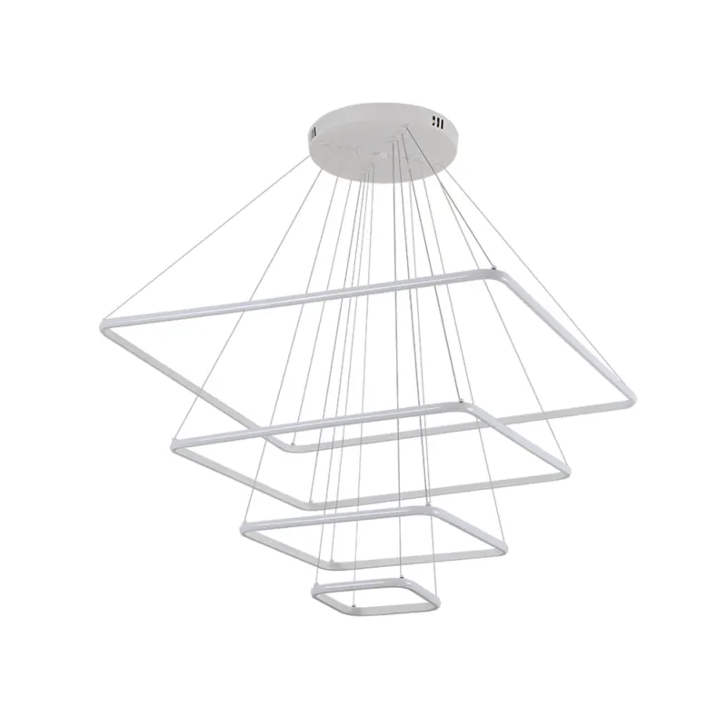 Pendente Led Inverse Qdr. 4*Aros 120W C/5m 80cm 3000K Branco Nordecor