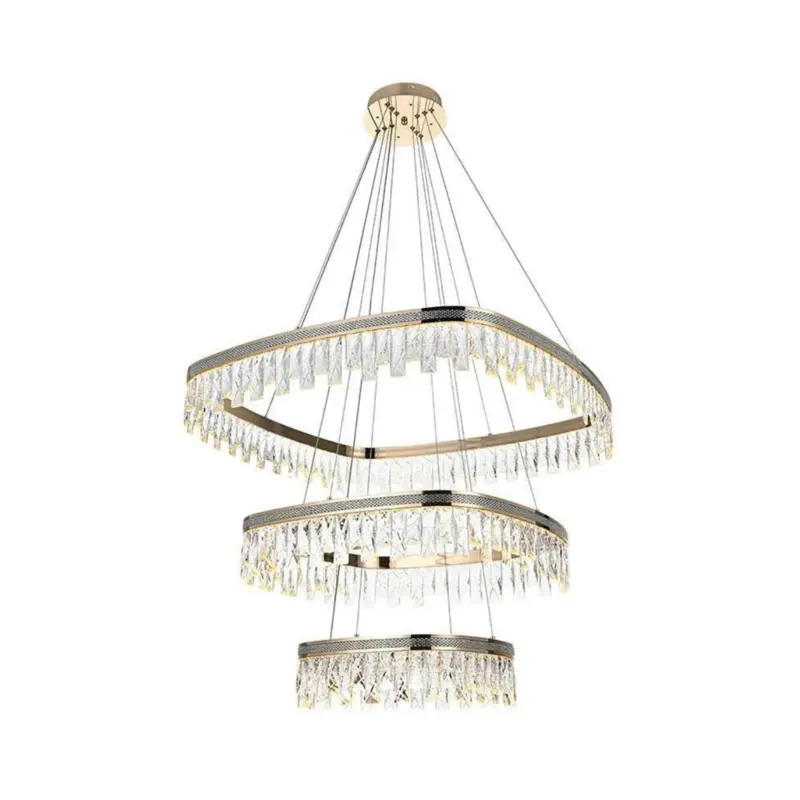 Pendente Led Cristal Stenna 40/60/80Cm 88W 3000K 2897 Ouro Brilho Nordecor