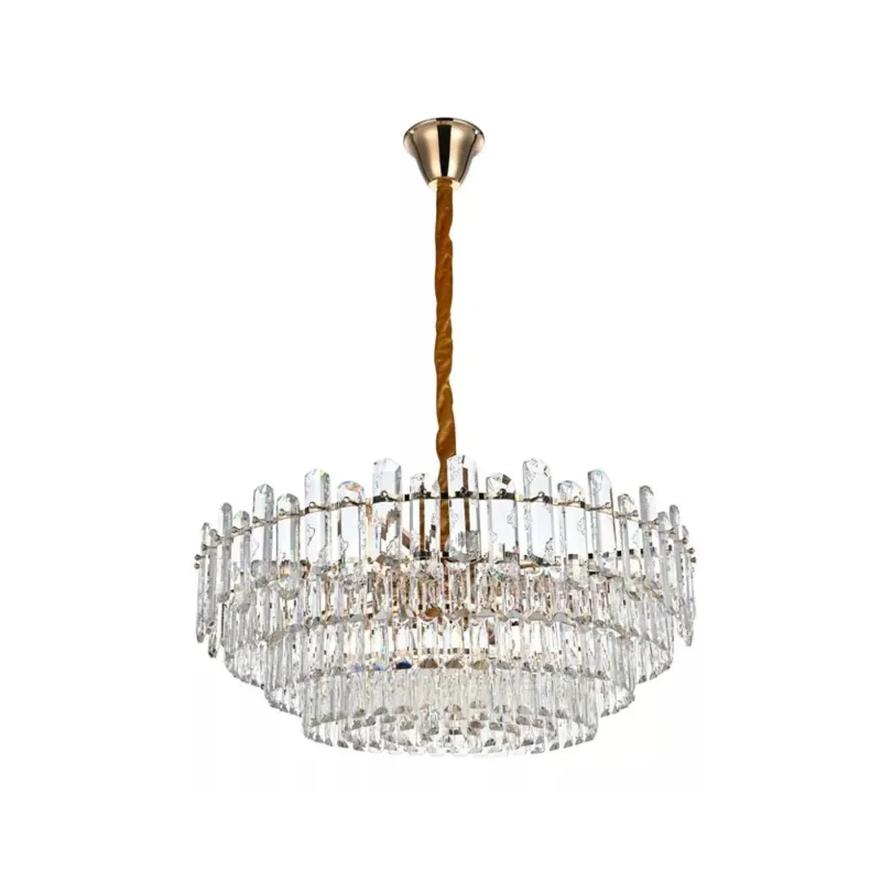 Pendente Cristal Koine 80Cm 15X E14 Ouro Brilho Nordecor