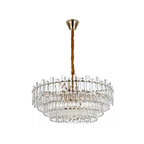 Pendente Cristal Koine 80Cm 15X E14 Ouro Brilho Nordecor