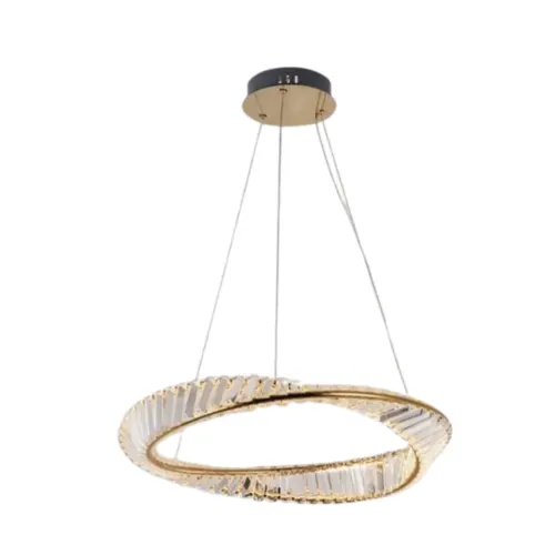 Pendente Led Cristal Lezie 60Cm 49W 3000K Ouro Brilho Nordecor