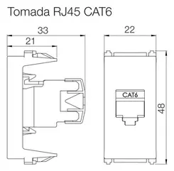 Modulo Tomada RJ45 CAT 6 Preto