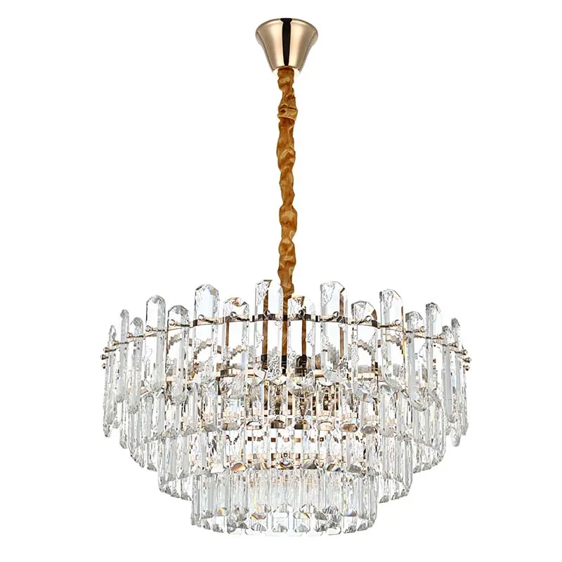 Pendente Cristal Koine 60Cm 11XE14 Ouro Brilho Nordecor