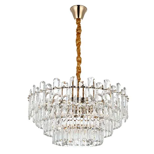Pendente Cristal Koine 60Cm 11XE14 Ouro Brilho Nordecor