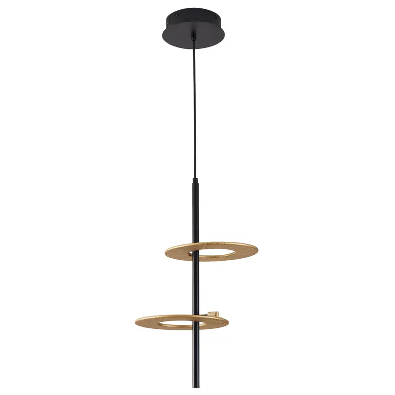 Pendente Led Kote 2 Mod 20W 3000K Preto e Dourado Texturizado Nordecor