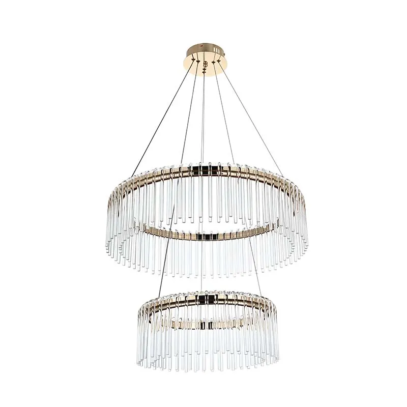Pendente Led Cristal Gouli 40/60Cm 52W 2700K 2891 Ouro Brilho Nordecor