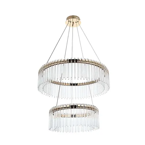 Pendente Led Cristal Gouli 40/60Cm 52W 2700K 2891 Ouro Brilho Nordecor