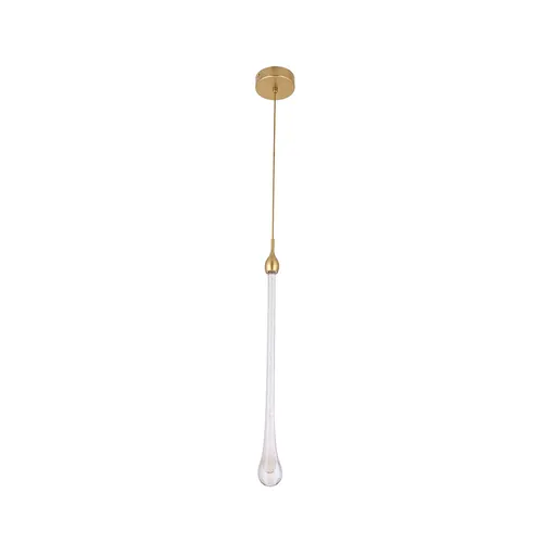 Pendente LED Ziah 3000K 3W Bivolt 5x56cm Vidro e Dourado Nordecor
