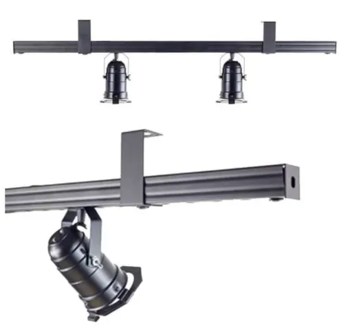 Trilho Perfilado com 2 Spots Cênicos PAR 20 - PRETO - 0,97cm - TRYBO