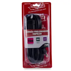 Cordao Prolongador Tripolar 10M Preto Force line*
