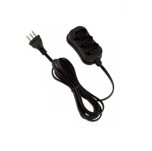 Extensao 3 Tomadas Slim Bipolar Preto 10m Force line*