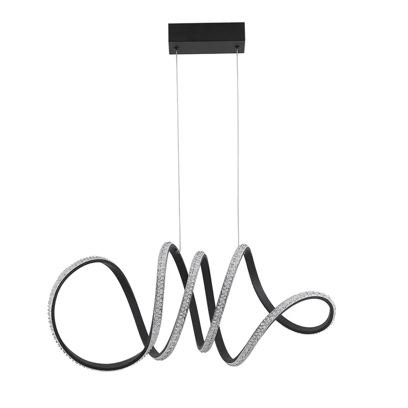 Pendente Led Lire CristalL 58W 3000K Preto Nordecor
